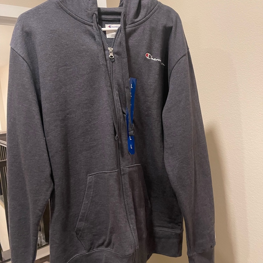 Champion Large Dark Grey Zipped Up hoodie Size L